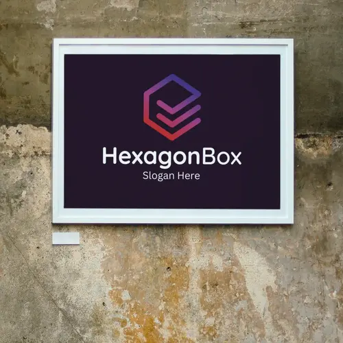 Hexagon Box Poster Logo Mockup