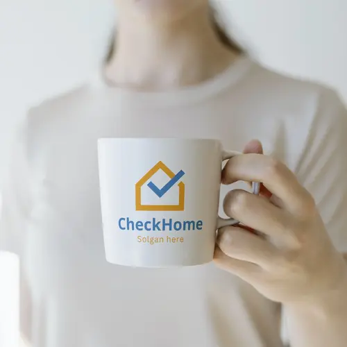 Ceramic mug Check Home Logo Mockup