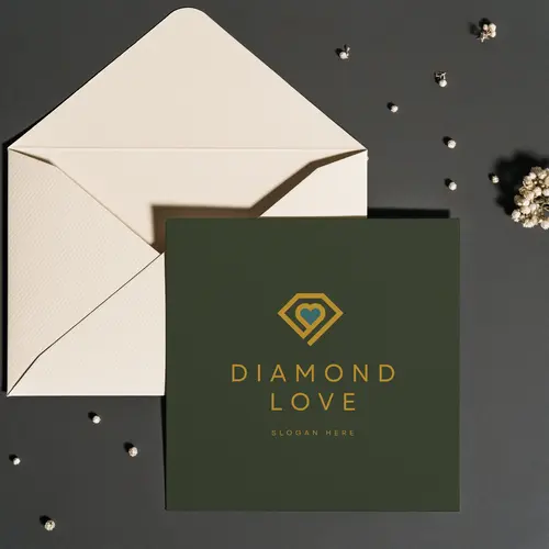 Diamond Love Logo Card Mockup