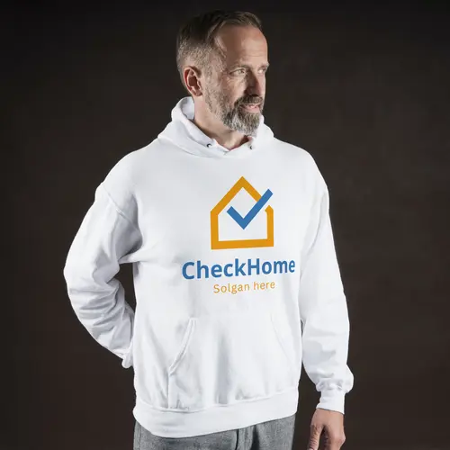 Hoodie Home Check Logo Mockup