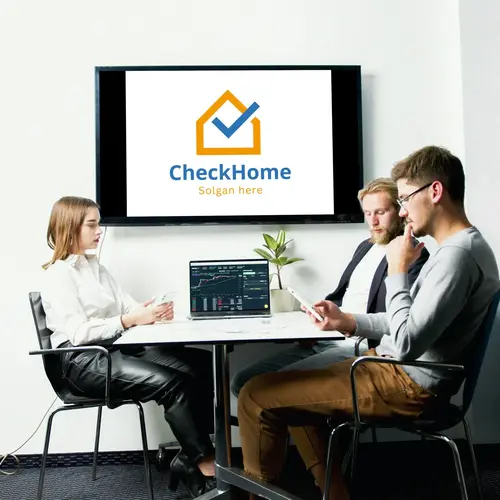 Smart TV Check Home Logo Mockup