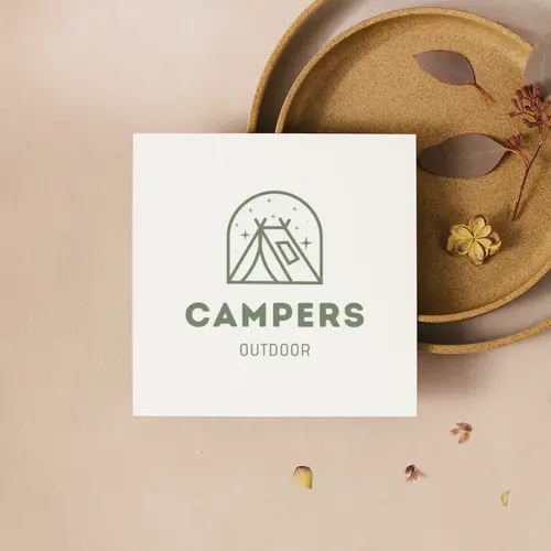 5x5 inch card Camping Outdoor Logo Mockup