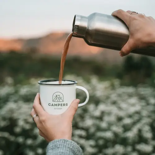 Enamel mug Camping Outdoor Logo Mockup