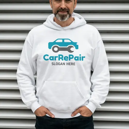 Man hoodie Car Repair Logo Mockup