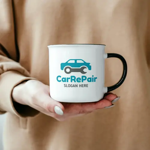 Mug Car Repair Logo Mockup