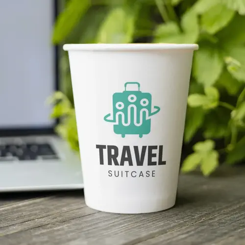 Suitcase Travel Cup Logo Mockup