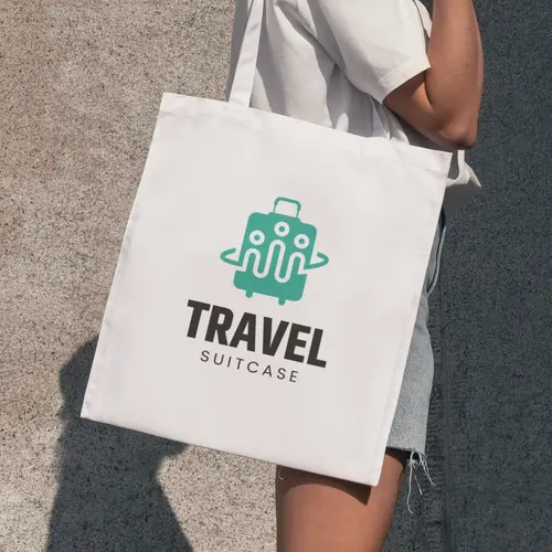 Suitcase Travel Logo Mockup Tote bag