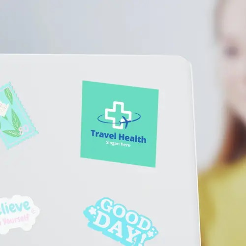 Travel Health Sticker Logo Mockup