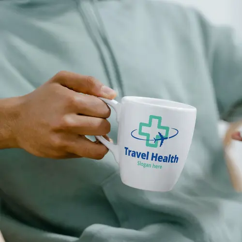 Travel Health mug logo mockup