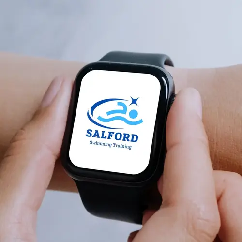 Apple Watch Swimming Training Logo Mockup