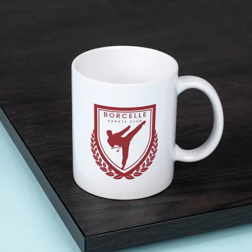 Ceramic mug Karate Shield Club Logo Mockup