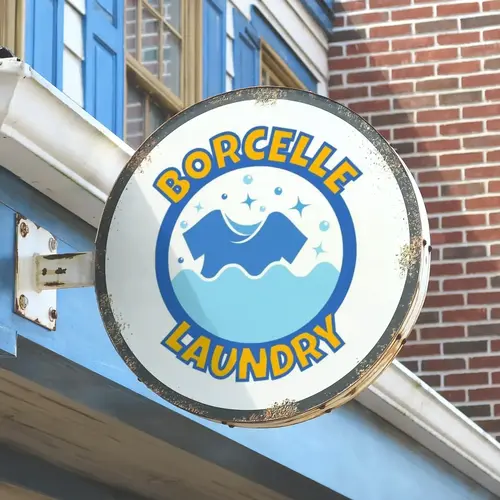 Circle sign Laundry Center Logo Mockup