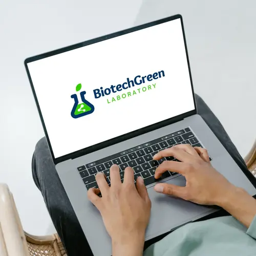 Notebook Biotech Green Lab Logo Mockup