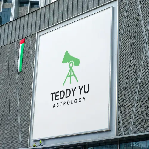 Portrait billboard outdoors Minimal Telescope Logo Mockup