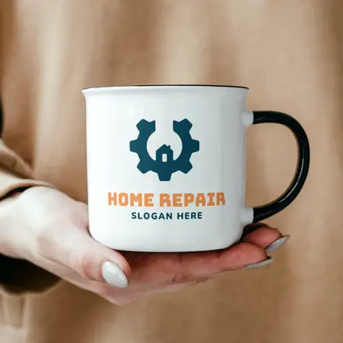 Enamel mug Home Repair Logo Mockup