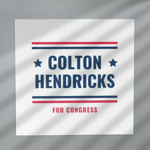 Glued square poster Political Logo With Lines Mockup