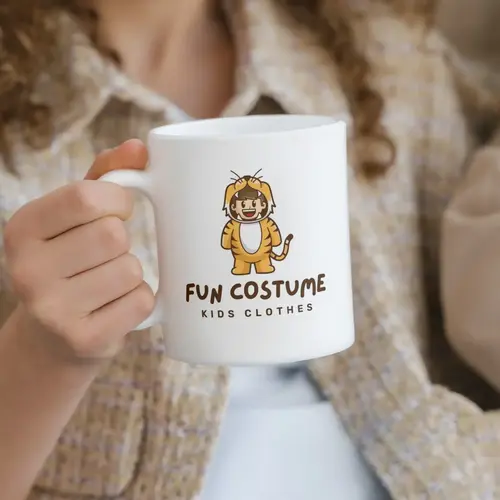 Mug in the hand Tiger Costume Logo Mockup