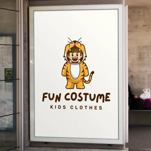 Portrait advertisement Tiger Costume Logo Mockup