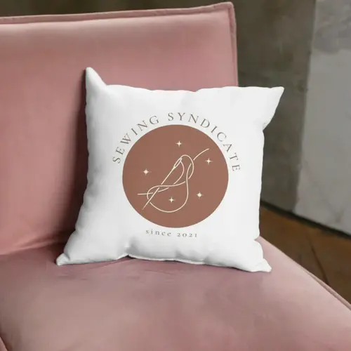 Square pillow Mystical Sewing Logo Mockup