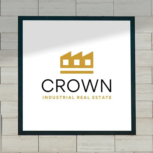 Square poster Crown Industrial Real Estate Logo Mockup