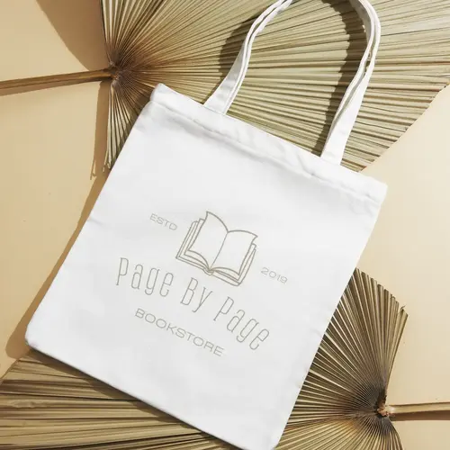 Tote Bag Book Store Minimalist Logo Mockup
