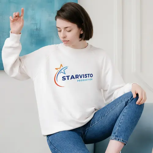 Woman Sweatsh Star Production Logo Mockup