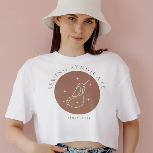 Woman T-shirt Mystical Sewing Logo mockup