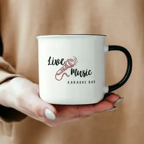 Cup of Coffee Karaoke and Music Live Bar Logo Mockup