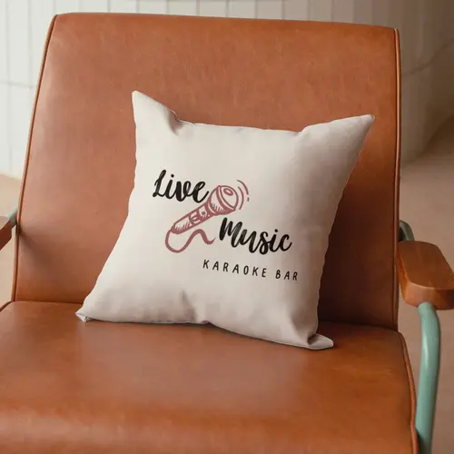 Cushion Mockup Live Music and Karaoke Bar Logo