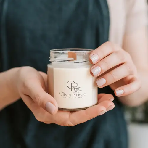 Floral and Monogram Candle Jar Logo Mockup