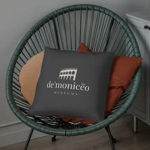 Museum cushion logo mockup