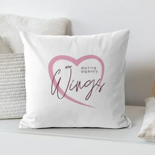 Square Pillow Heart and Love Dating Logo Mockup