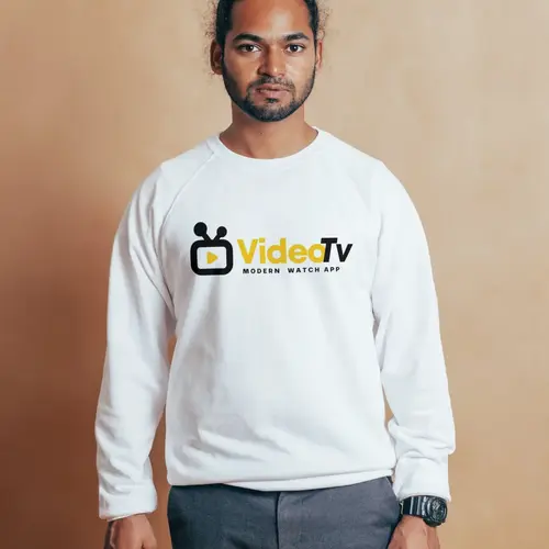 Sweatershit TV and Video Play Logo Mockup