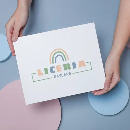 Book Little Multicolor Rainbow Logo Mockup