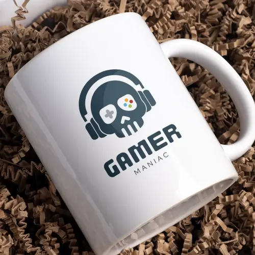 Mug Skull Gamer Logo Mockup