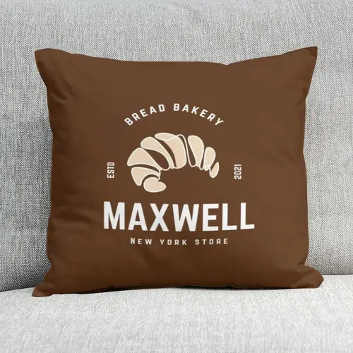 Pillow Minimalist Croissant Bakery Store Logo Mockup