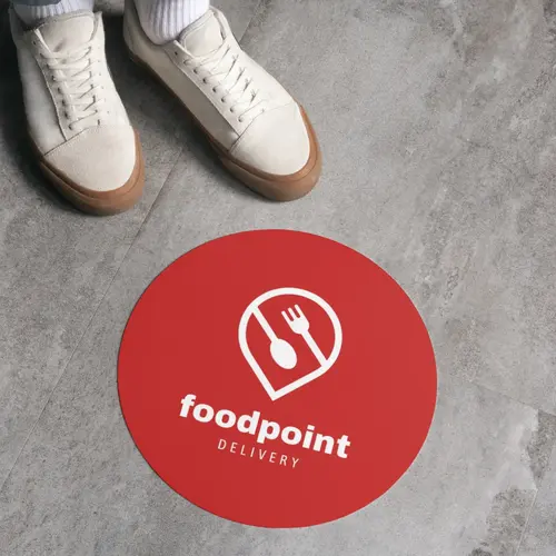 Sticker Pin and Cutlery Food Delivery Logo Mockup