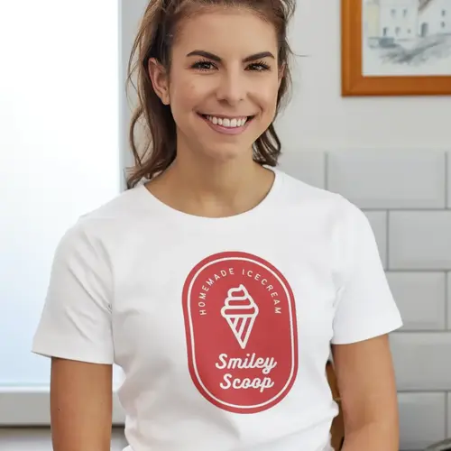 T-shirt Classic Ice Cream Shop Logo Mockup