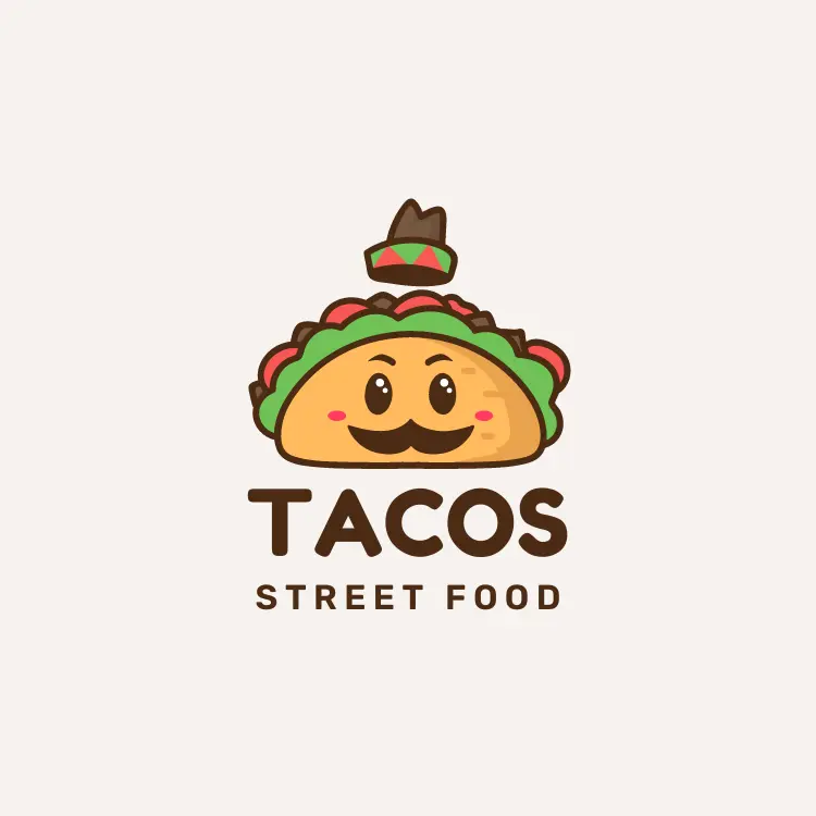 Tacos Fast Food Cartoon Logo