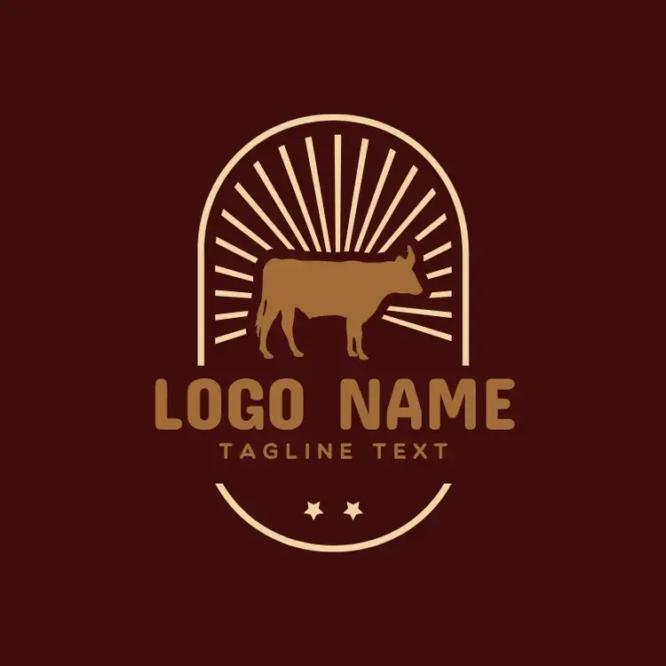 Retro Cow and Label Logo