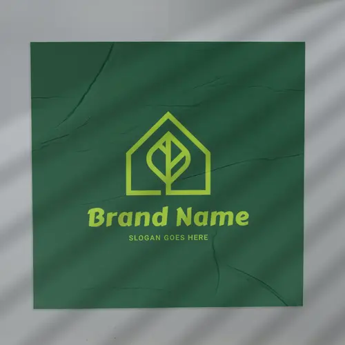 Poster Green and Tree House Logo Mockup