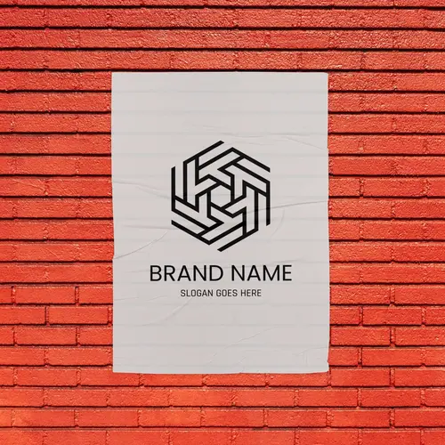 Poster Hexagonal and Symbolic Colorful Logo Mockup