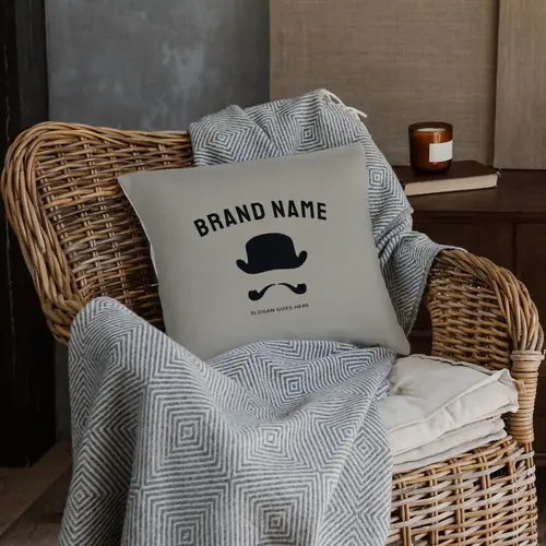 Pillow Gentleman and Tobacco Logo Mockup