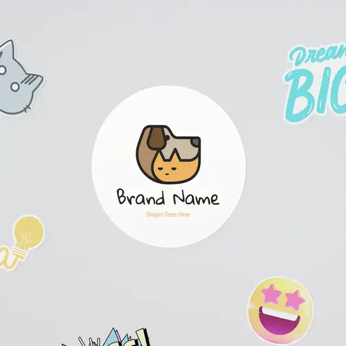 Sticker Dog and Cat Logo Mockup