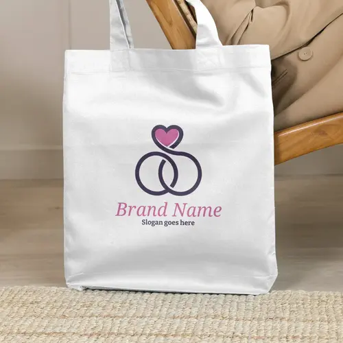 Tote Bag Intertwined Rings and Heart Logo Mockup