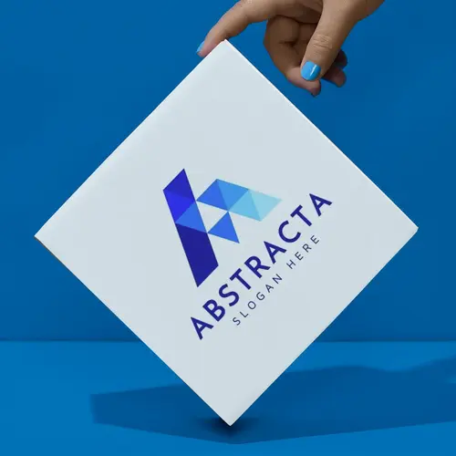 Box Abstract and Modern Letter A Logo Mockup