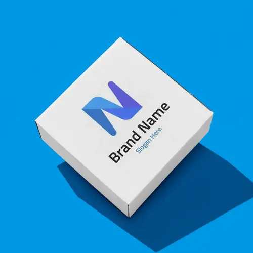 Box Package Abstract Letter N Logo Mockup