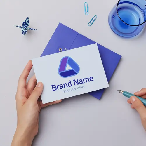 Card Abstract Symbol Triangle Logo Mockup