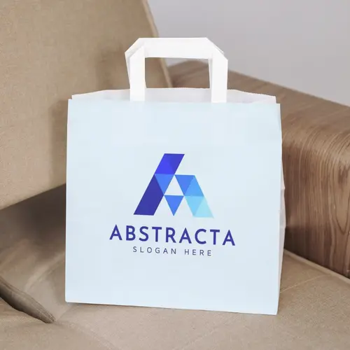 Paper Bag Abstract and Modern Letter A Logo Mockup