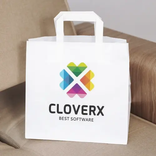 Paper Bag Free Abstract Clover Symbol Logo Mockup